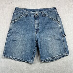 Vintage Y2K Lee Dungarees Carpenter Denim Shorts Mens 36 Blue Jorts Buddy Lee